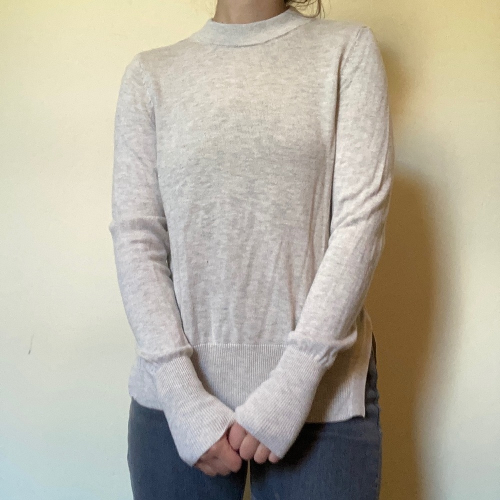 Creamy Gray Lightweight Mockneck Sweater